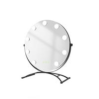 KOSMETIKSPIEGEL Rund mit Beleuchtung, Schwarz, Ø40 cm - Schwarz, Glas (40/16/40cm) - EMKE