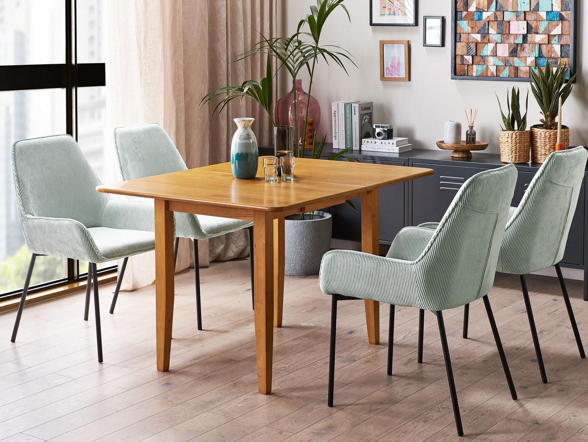 ESSTISCH 90-120/90/76 cm Hellbraun Rechteckig Masela - Hellbraun, Holz (90/120/76cm) - Beliani