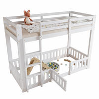 ETAGENBETT 90x200 cm Treppe Tür weiß - Weiß, Holz (90/200cm) - LEBENLANG