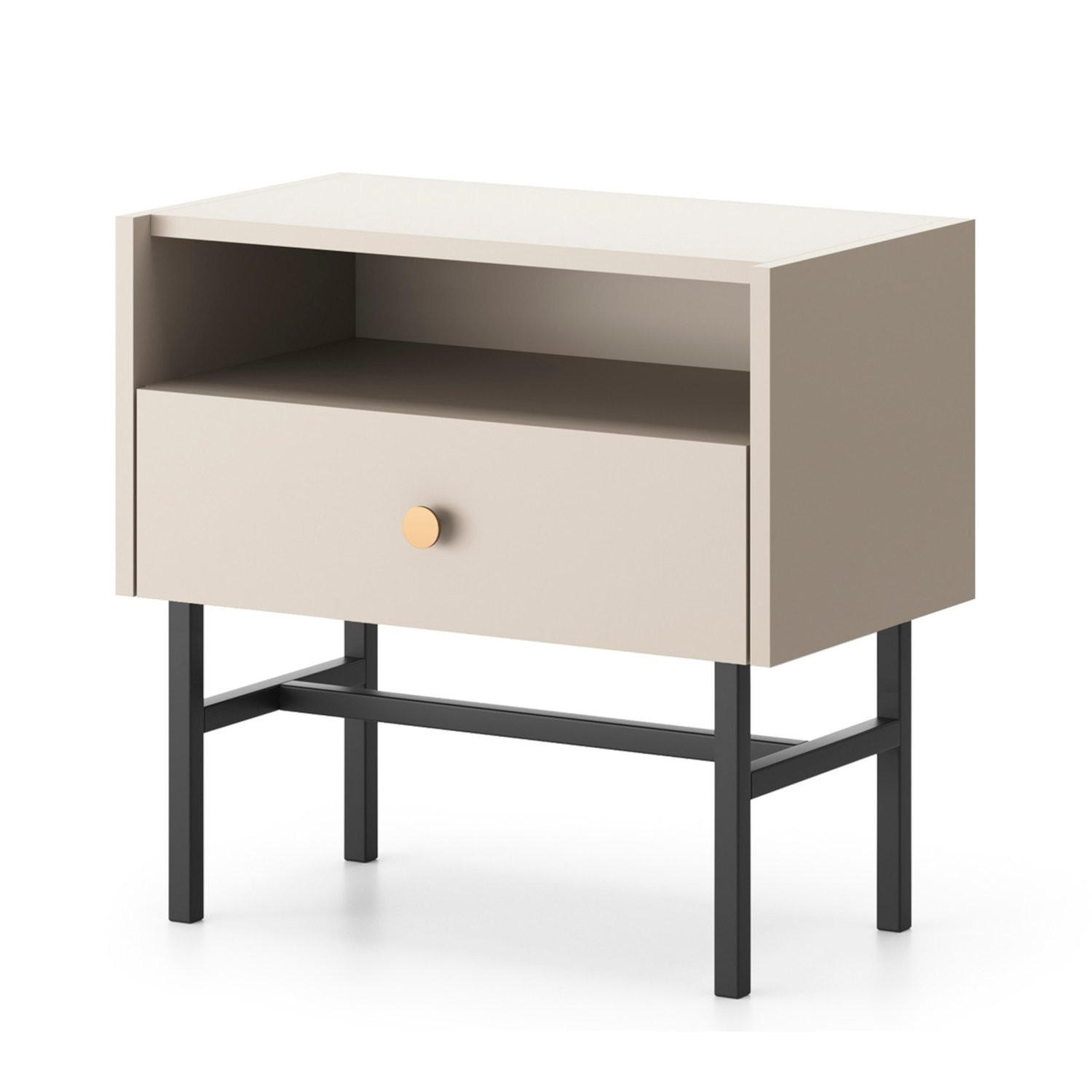 NACHTTISCH Divenos Greige 54 cm - Taupe/Goldfarben, Holzwerkstoff/Metall (54.8/52/39cm) - Selsey
