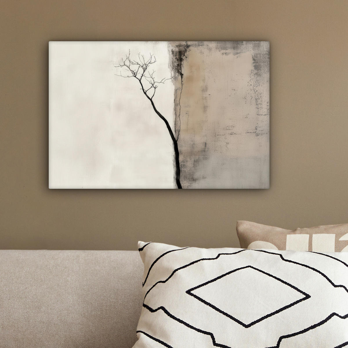 LEINWANDBILD Wabi sabi - Pflanze - Beige 30x20 cm - Taupe, Textil (30/20cm) - MuchoWow