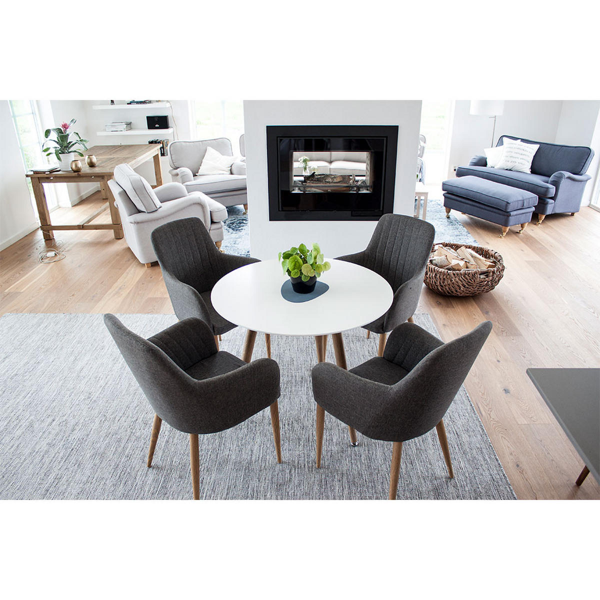 ESSTISCH, Polar, Weiß, MDF, 90 x 90 x 75 cm - Weiß, Holzwerkstoff/Metall (90/90/75cm) - ebuy24
