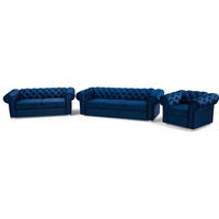 SITZGARNITUR Chester 3+2+1 im Chesterfield-Stil, Dunkelblau - Dunkelblau, Textil (252/82/92cm) - Beautysofa
