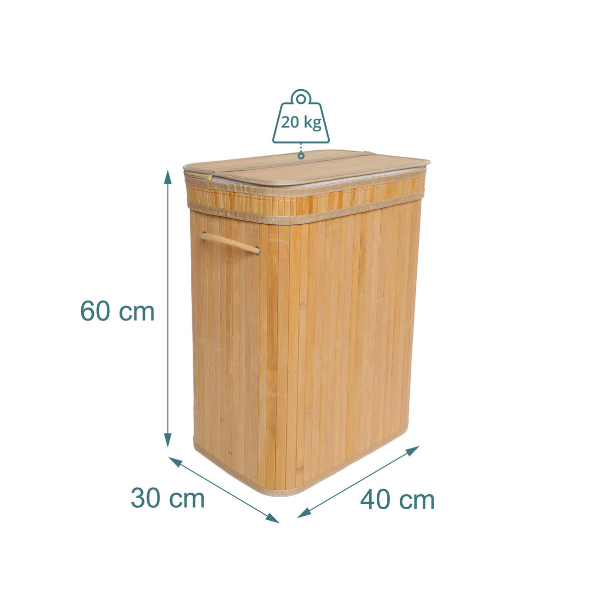 KÔŠ na prádlo - svetlohnedá, drevo/textil (30/40/60cm) - Relaxdays