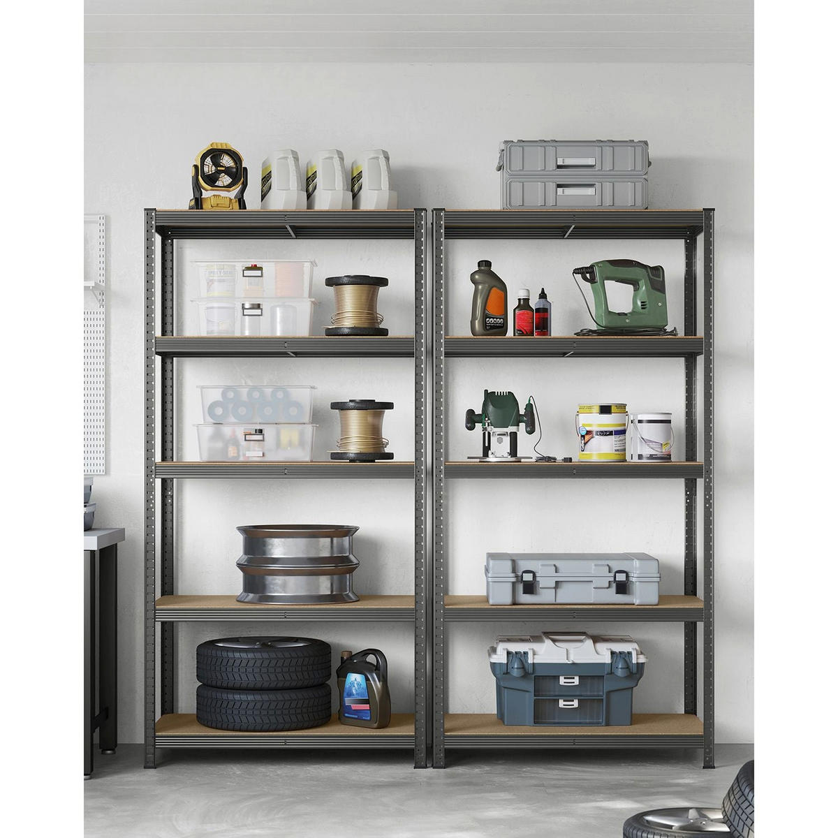 SCHWERLASTREGAL Lagos 2er-Set - Grau, Holzwerkstoff (100/200/50cm) - Hansiro