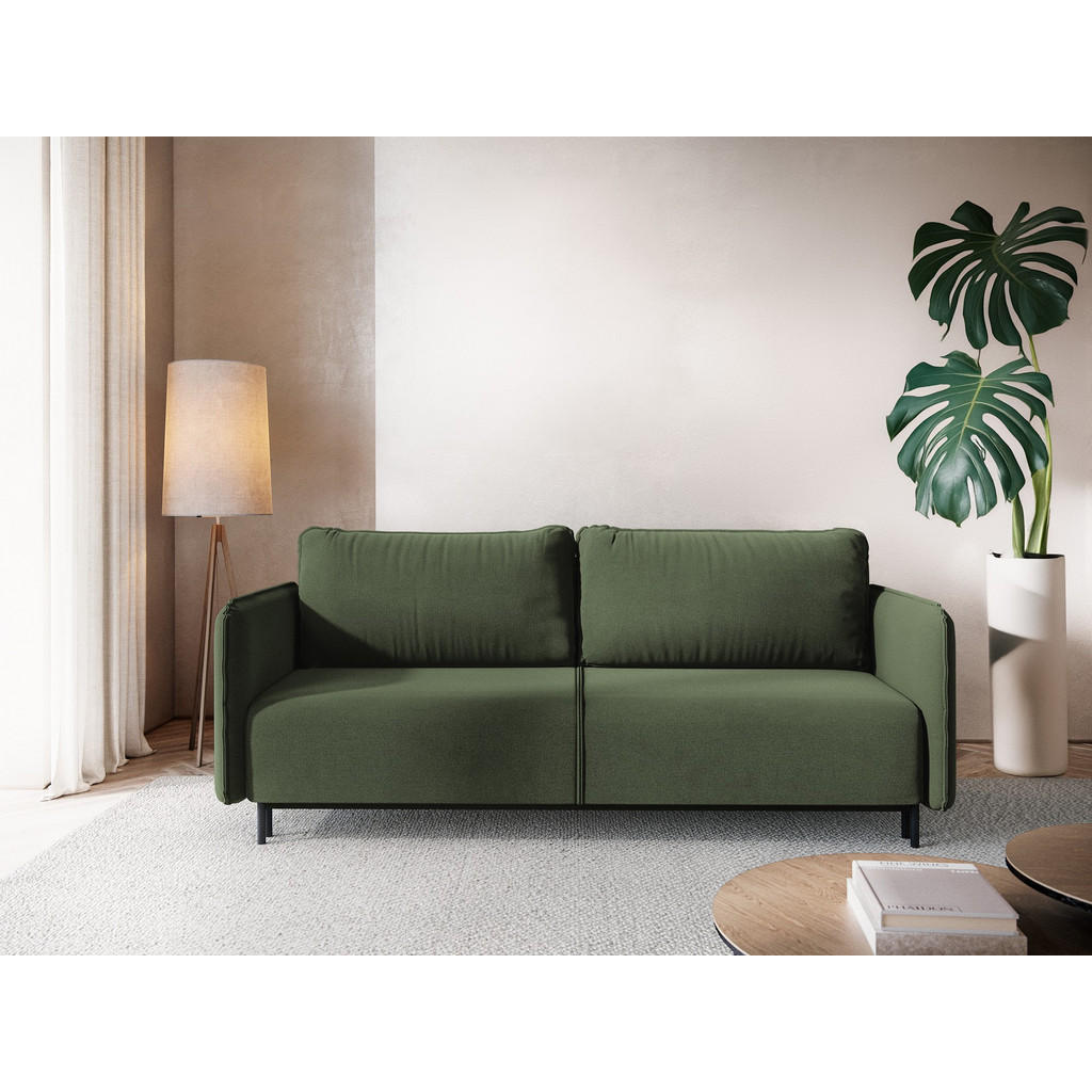 Thumbnail - Makamii 3-Sitzer, Olivgrün, Textil, Füllung: Schaumstoff, 226x90x92 cm, Made in EU, Wohnzimmer, Sofas & Couches, Schlafs...