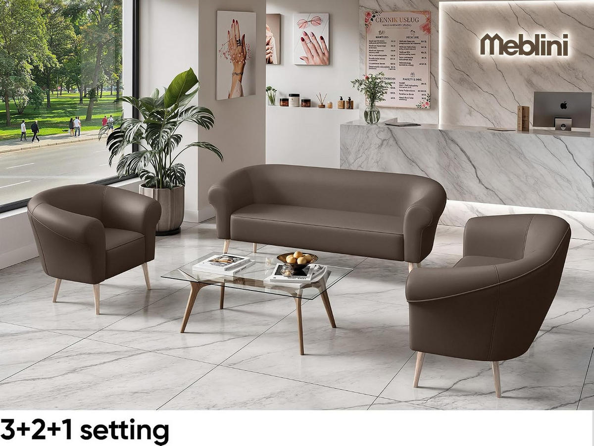 SOFA Emilia (3-Sitzer) - Buchefarben/Braun, Holzwerkstoff/Buchenholz (176/70/57cm) - Meblini