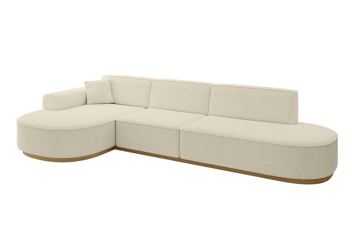 ECKSOFA Ottomane Links MARI-L2-v2 - 328x171x83 cm Beige Bouclé - Beige, Holzwerkstoff/Textil (328/171cm) - ALTDECOR