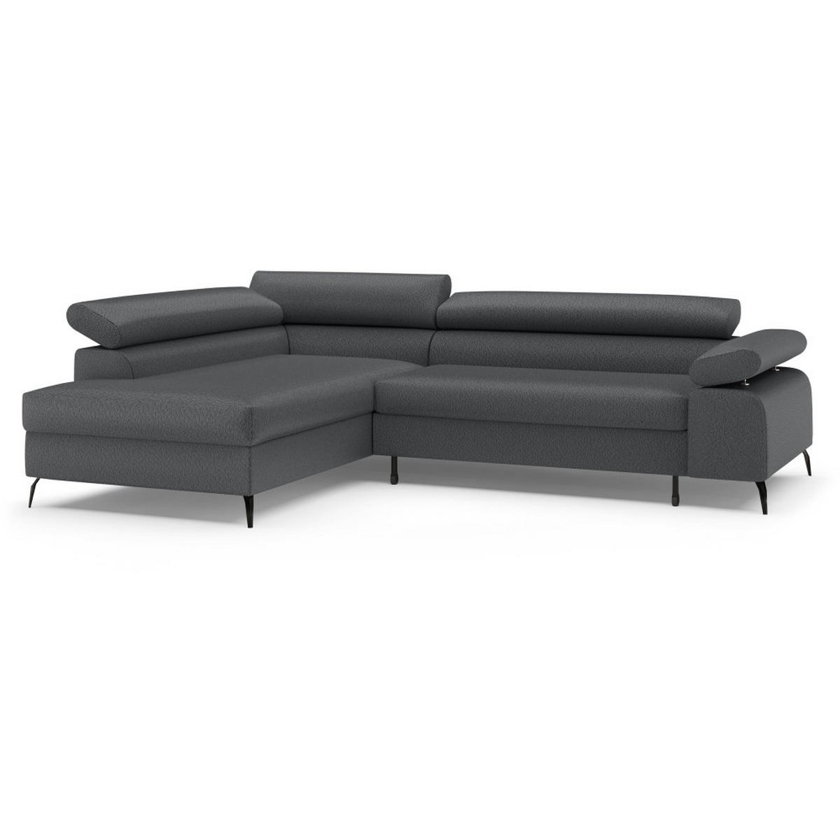 ECKSCHLAFSOFA Mellow mit Bettkasten, Dunkelgrau, links - Dunkelgrau/Schwarz, Textil (270/205cm) - Beautysofa