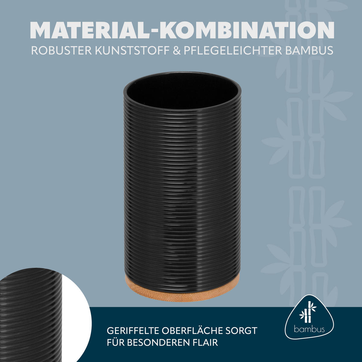 ZAHNPUTZBECHER SEGNO, schwarz - Schwarz, Kunststoff (6.5/11.3/6.5cm) - bremermann