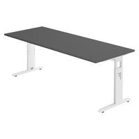 SCHREIBTISCH Serie-O 80/200/74 cm in Graphitfarben/Weiß - Graphitfarben/Weiß, Holzwerkstoff (80/200/74cm) - bümö