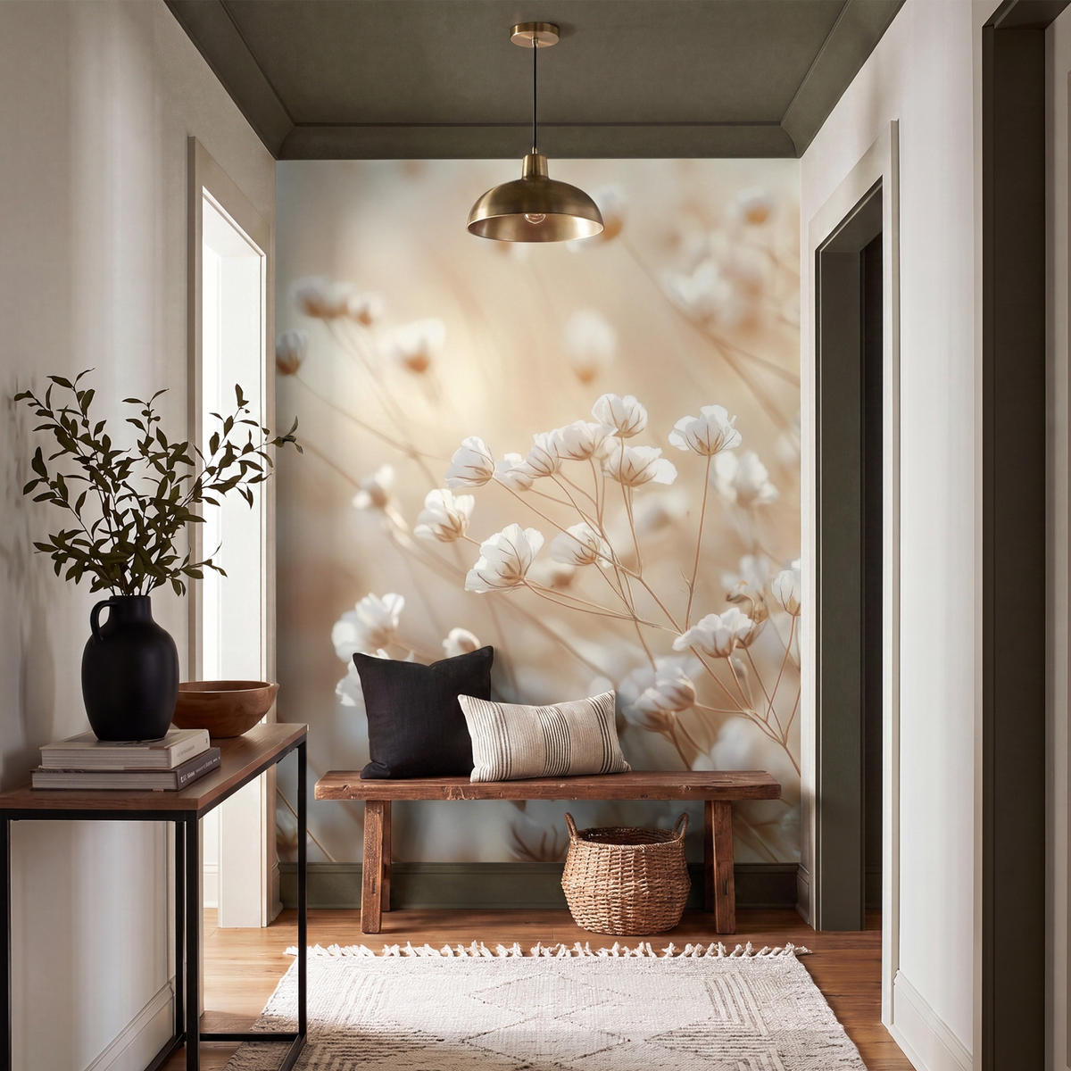 TAPETE - Wild - Blumen - Weiß - 160x220 cm - Creme, Papier (160/220cm) - OnlyWow