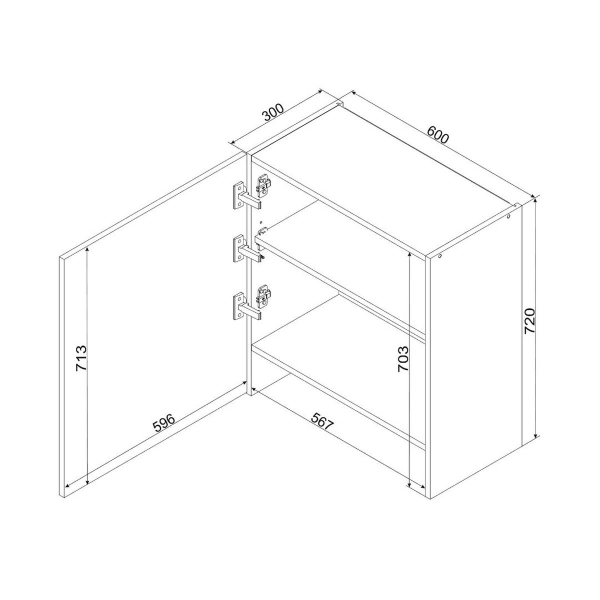 HÄNGESCHRANK W60/68 SLIM P/L - KENDRO - mit Dunstabzug - Schwarz/Weiß, Holz/Metall (60/68/30cm) - ROYAL24_MARKT