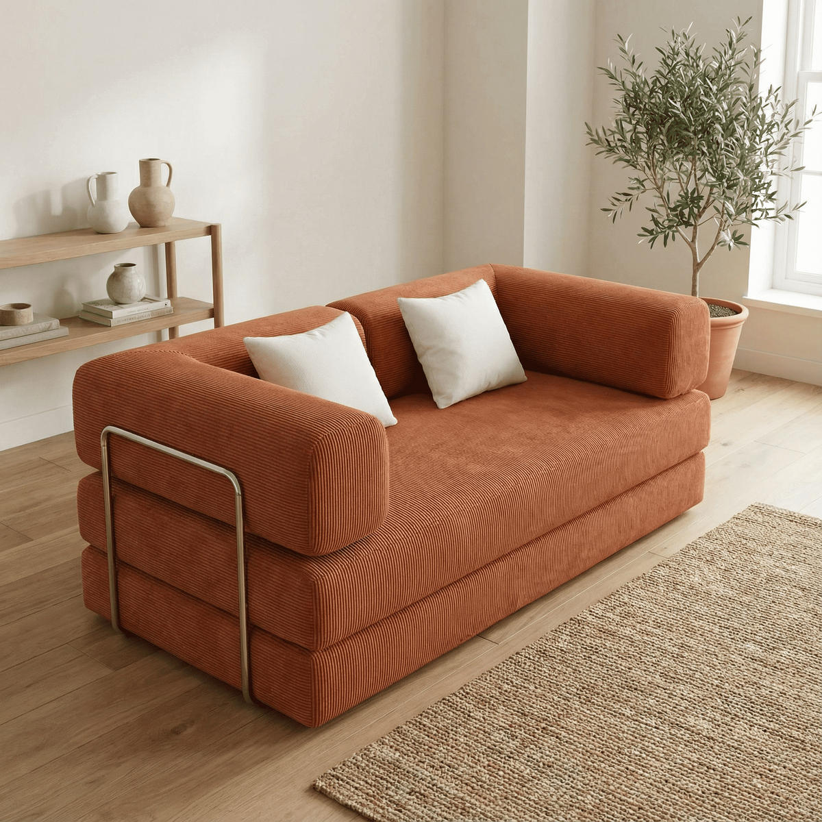 SCHLAFSOFA Kaia Orange Weiß - Orange, Textil (180/70/100cm) - COCO Living