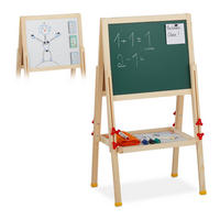 STANDTAFEL Natur Weiß Grün Holz magnetisch Whiteboard - Multicolor, Holz/Holzwerkstoff (45/104/42cm) - Relaxdays