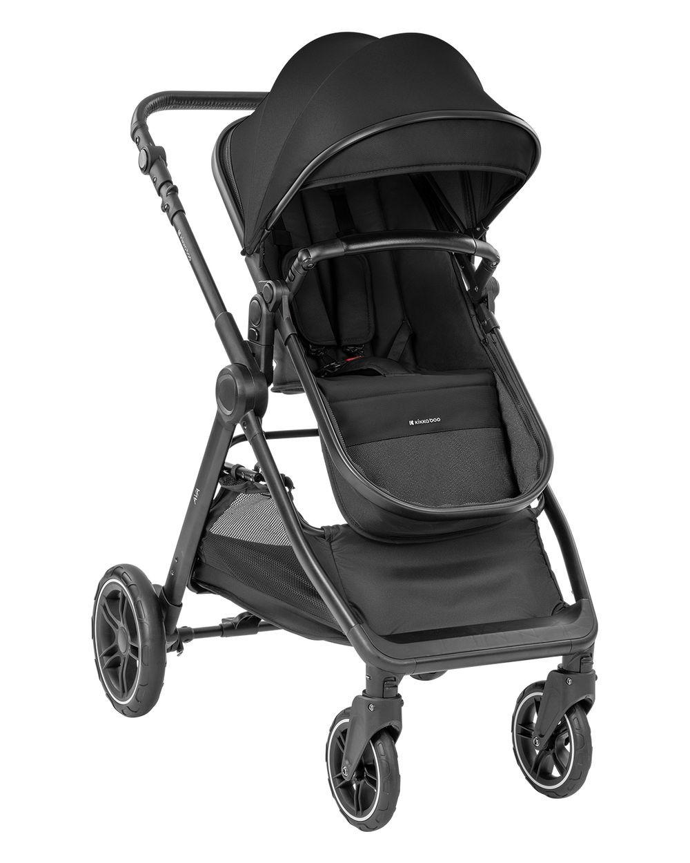 KOMBIKINDERWAGEN Ava 3 in 1 schwarz Babywanne, Babyschale, Gummiräder, Tasche - Schwarz, Metall (84/59/102cm) - Kikka boo