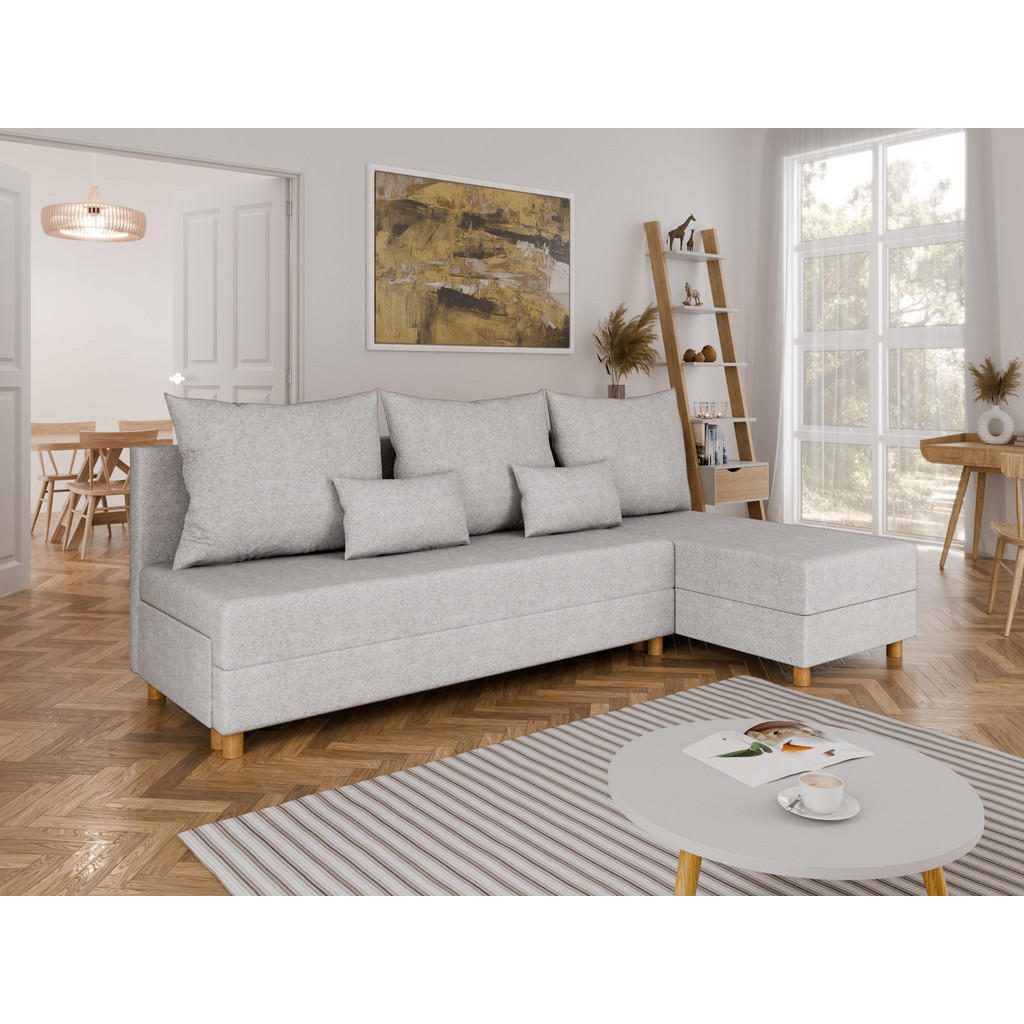Thumbnail - Panda Möbel Ecksofa, Hellgrau, Holz, 214x122 cm, Wohnzimmer, Sofas & Couches, Wohnlandschaften, Ecksofas
