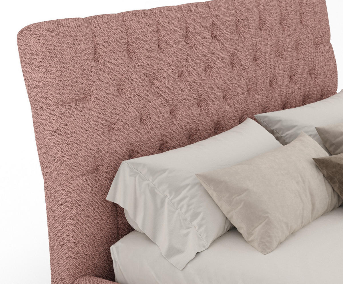 POLSTERBETT Vezzola Rosa 140/200 cm im Webstoff - Pink/Naturfarben, Holz/Holzwerkstoff (140/200cm) - Maison de Reve