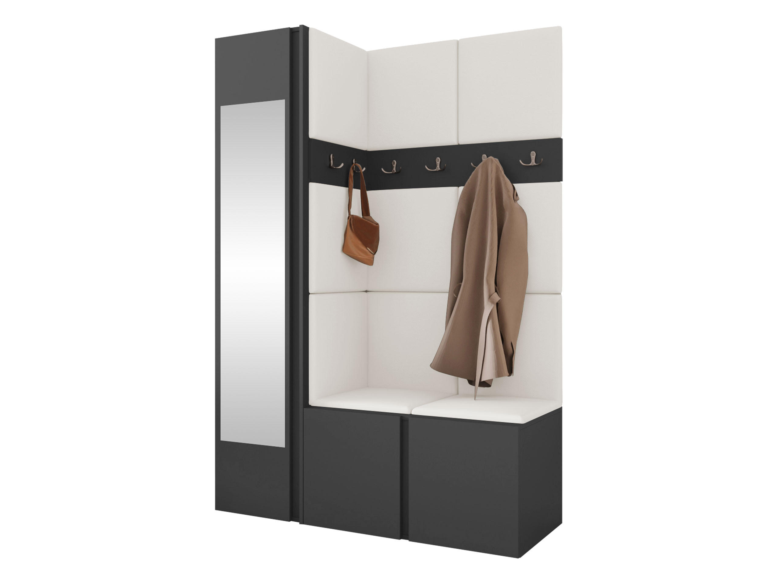 GARDEROBEN-SET Orion X - Graphitfarben/Weiß, Holzwerkstoff/Kunststoff (124/186/46cm) - MIRJAN24