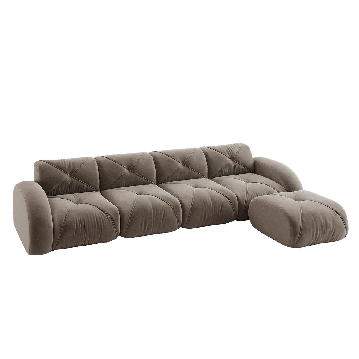 ECKSOFA 358/171/76 cm taupe aus Chenille ohne Montage mit flexiblem Loungesystem - Taupe, Textil (171/358cm) - OKWISH