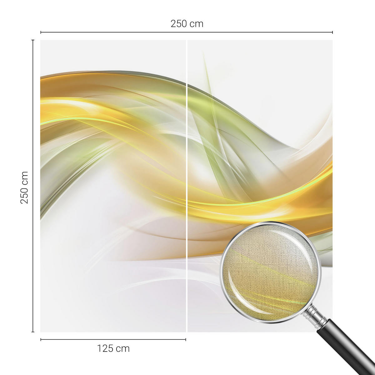FOTOTAPETE 250x250 cm - Fließende Harmonie - Weiß, Textil (250/250cm) - Wallfluent