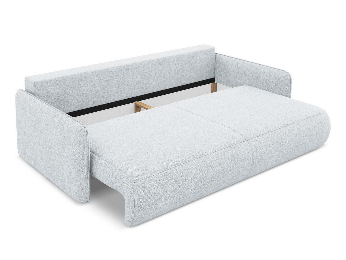 3-SITZER SOFA mit Schlaffunktion Chenille Stoff Blau - Blau/Schwarz, Kunststoff/Textil (216/86/105cm) - Makamii
