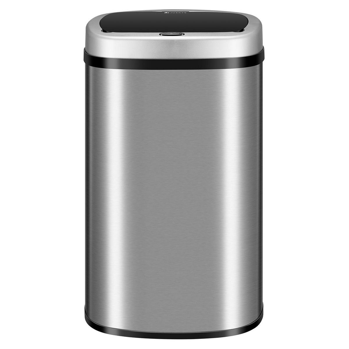 MÜLLEIMER viereckig 60L silber mit Sensor - Silberfarben, Metall (40/63/29cm) - Juskys