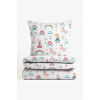 BETTWÄSCHE-GARNITUR Premium Biber Little Princess weiss, 135x200 cm + 80x80 cm - Weiß, Textil (135/200cm) - biberna