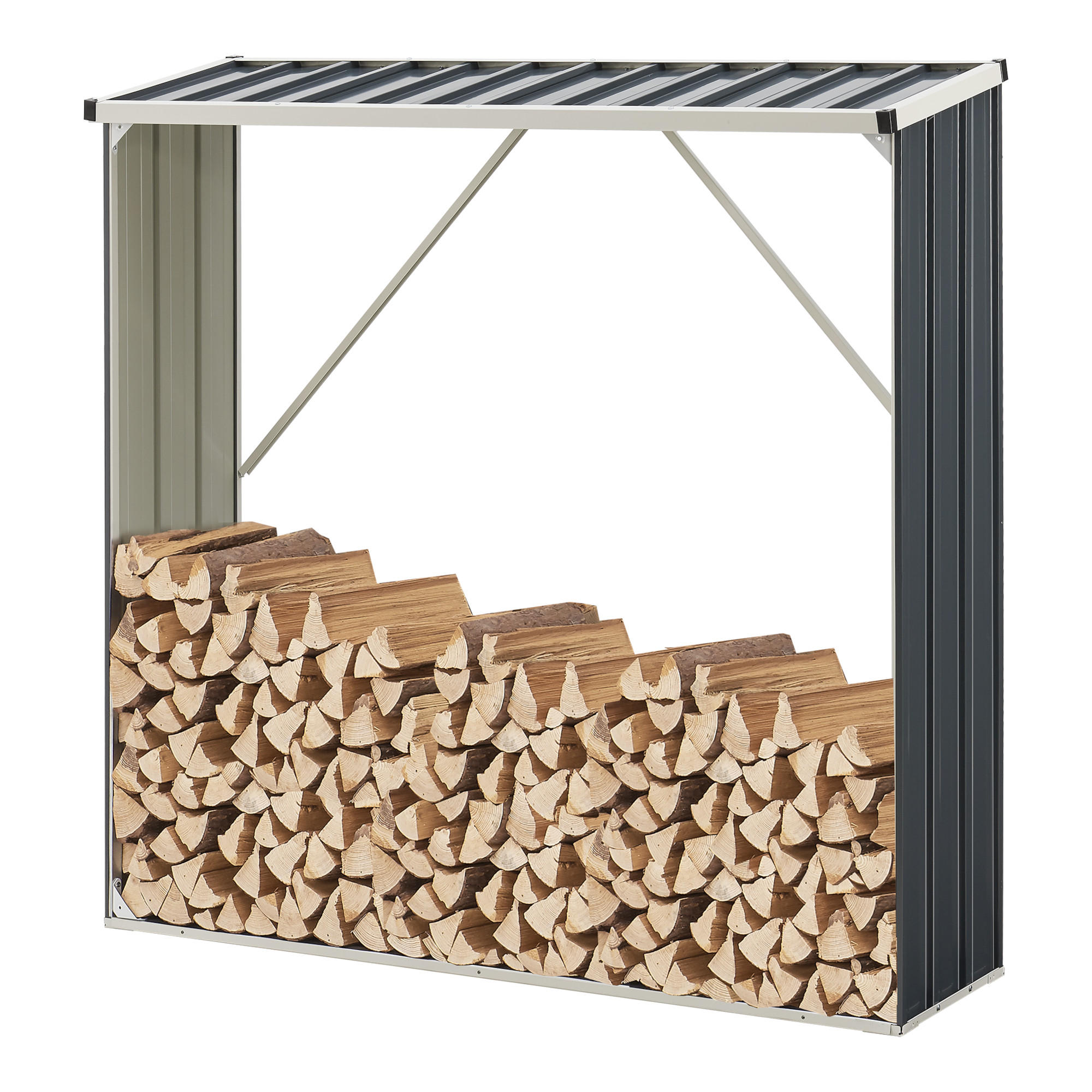 BRENNHOLZUNTERSTAND Kalmar - Anthrazit, Metall (155/157/45cm) - casa.pro
