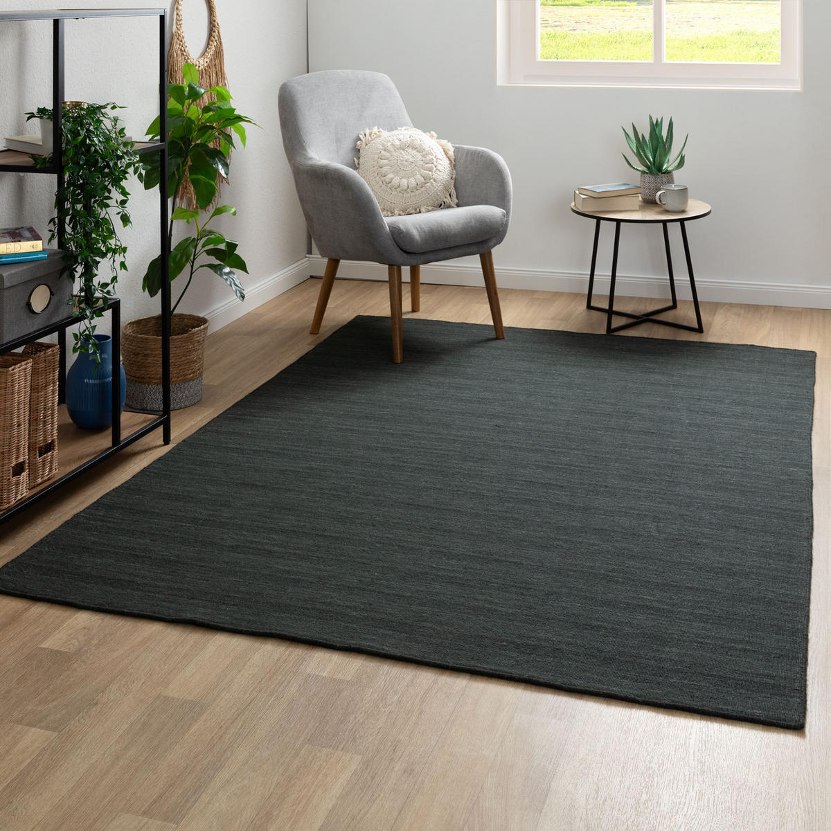 HANDWEBTEPPICH 60/120 cm Delhi - Anthrazit, Naturmaterialien (60/120cm) - Steffensmeier