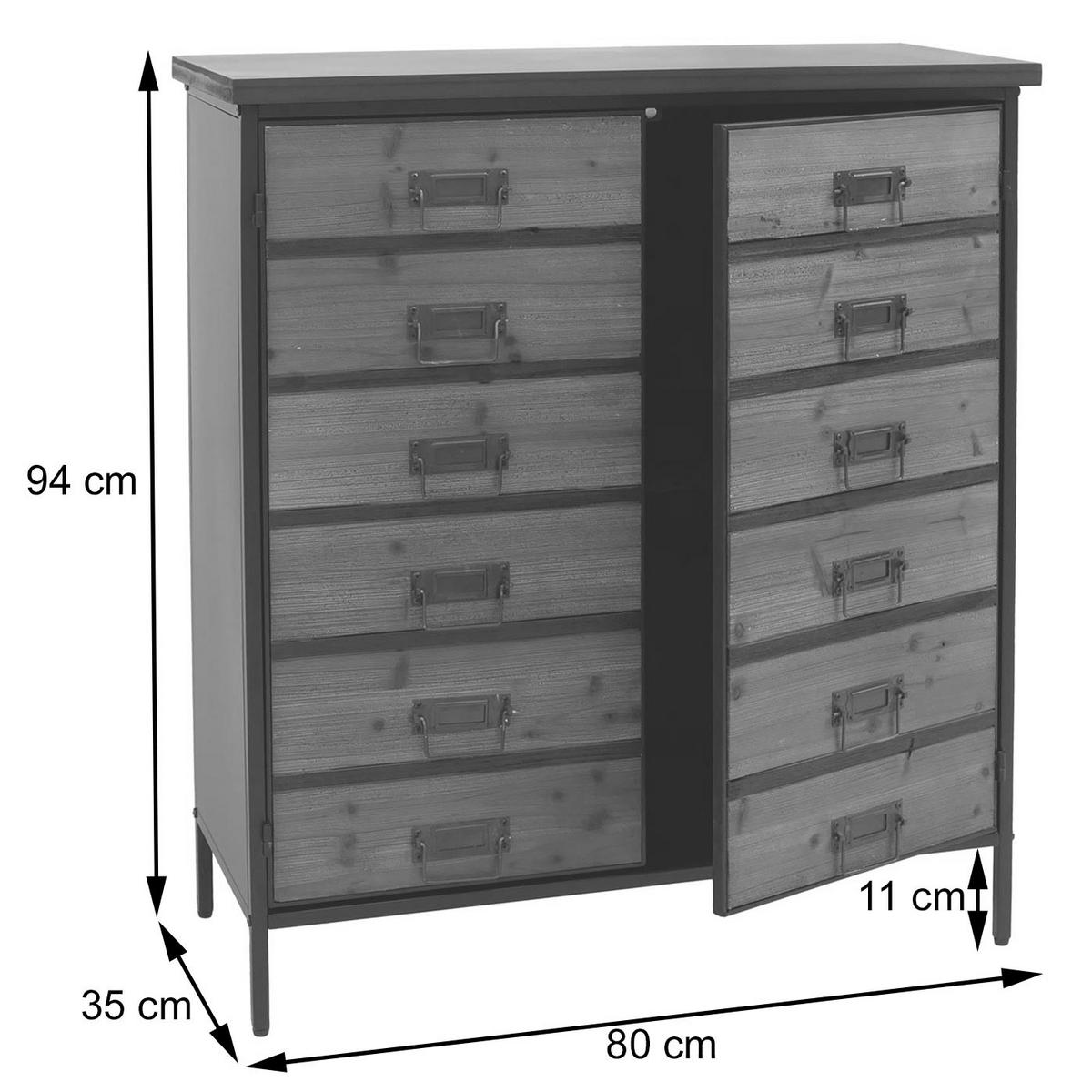 APOTHEKERKOMMODE Multicolor - Multicolor, Metall (80/94/35cm) - MCW