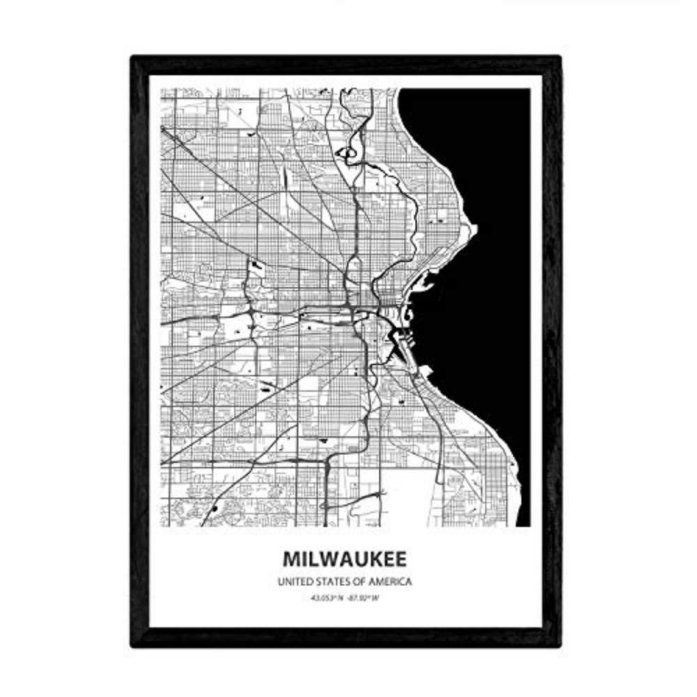 POSTER Karte Von Milwaukee - Usa A3 Rahmenlos - Klar, Papier (29.7/5/42cm) - Nacnic