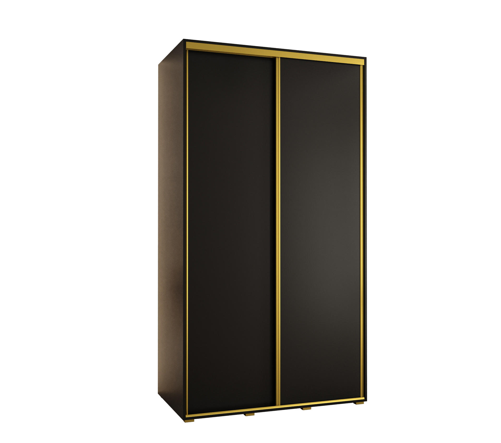 Abiks Möbel Schwebetürenschrank Schwarz, Schwarz, Gold 130x235x45 cm