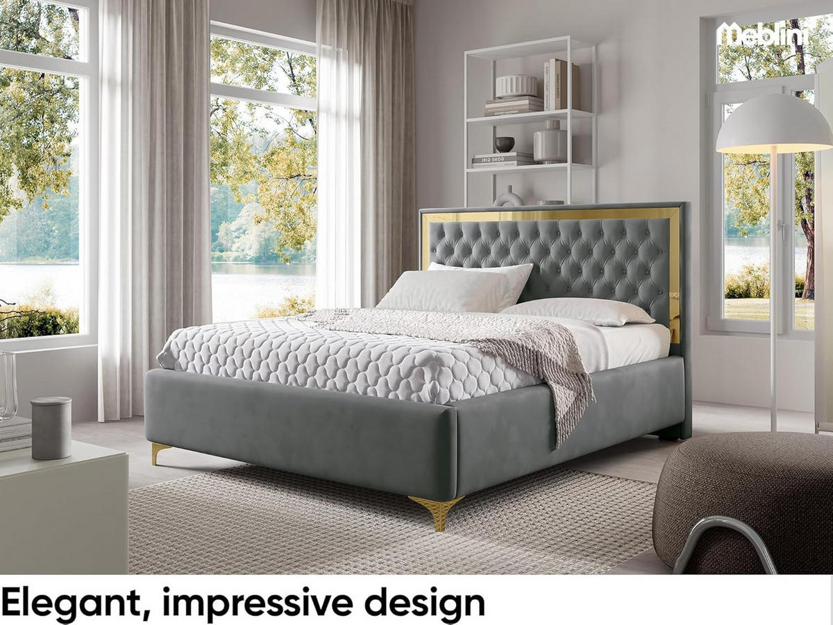 POLSTERBETT ARONA - Dunkelgrau, Textil (120/200cm) - Meblini