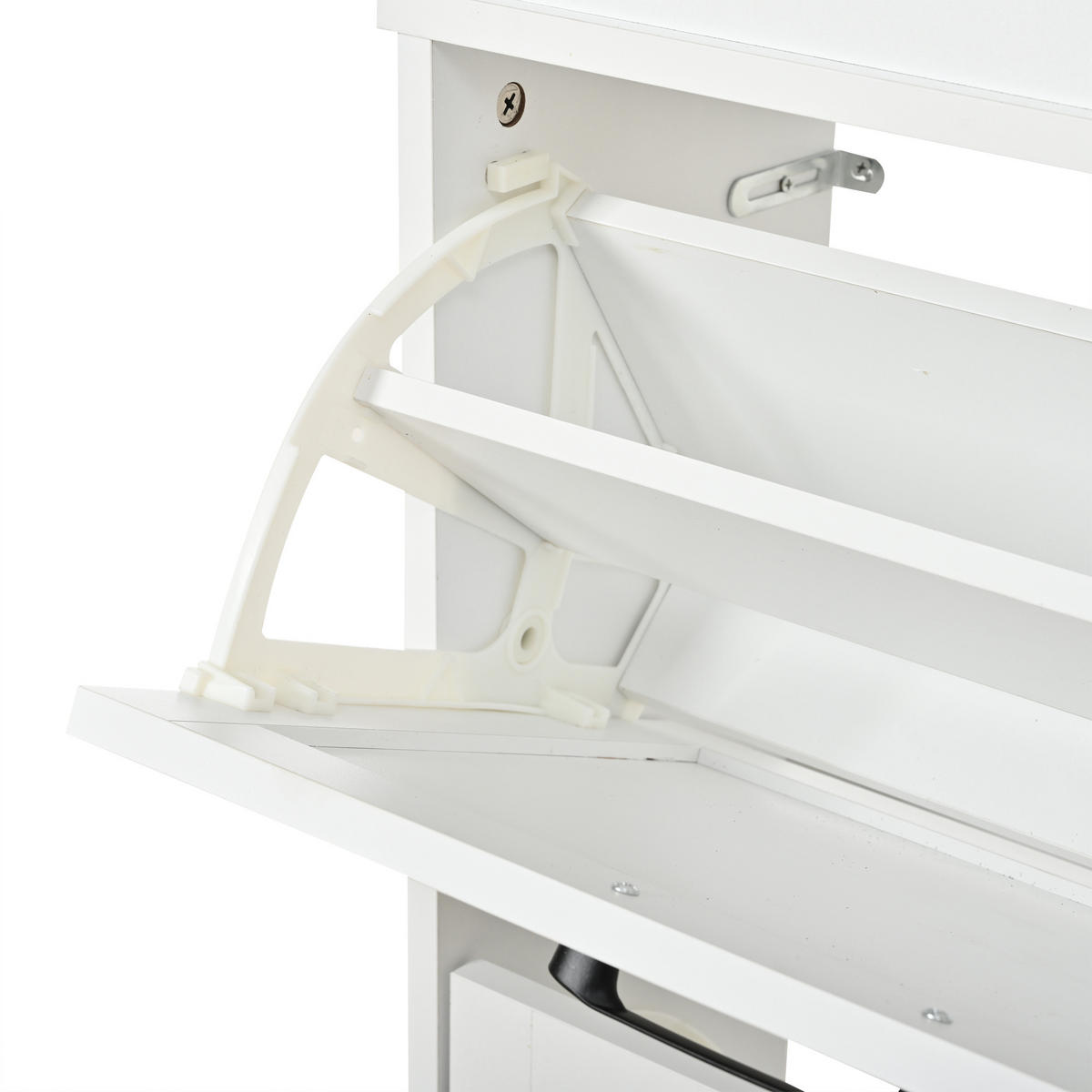 SCHUHKIPPER DE-37852 mit 8 Fächern und Goldstreifen Weiß - Weiß, Holzwerkstoff (105/83/24cm) - ComfortXL