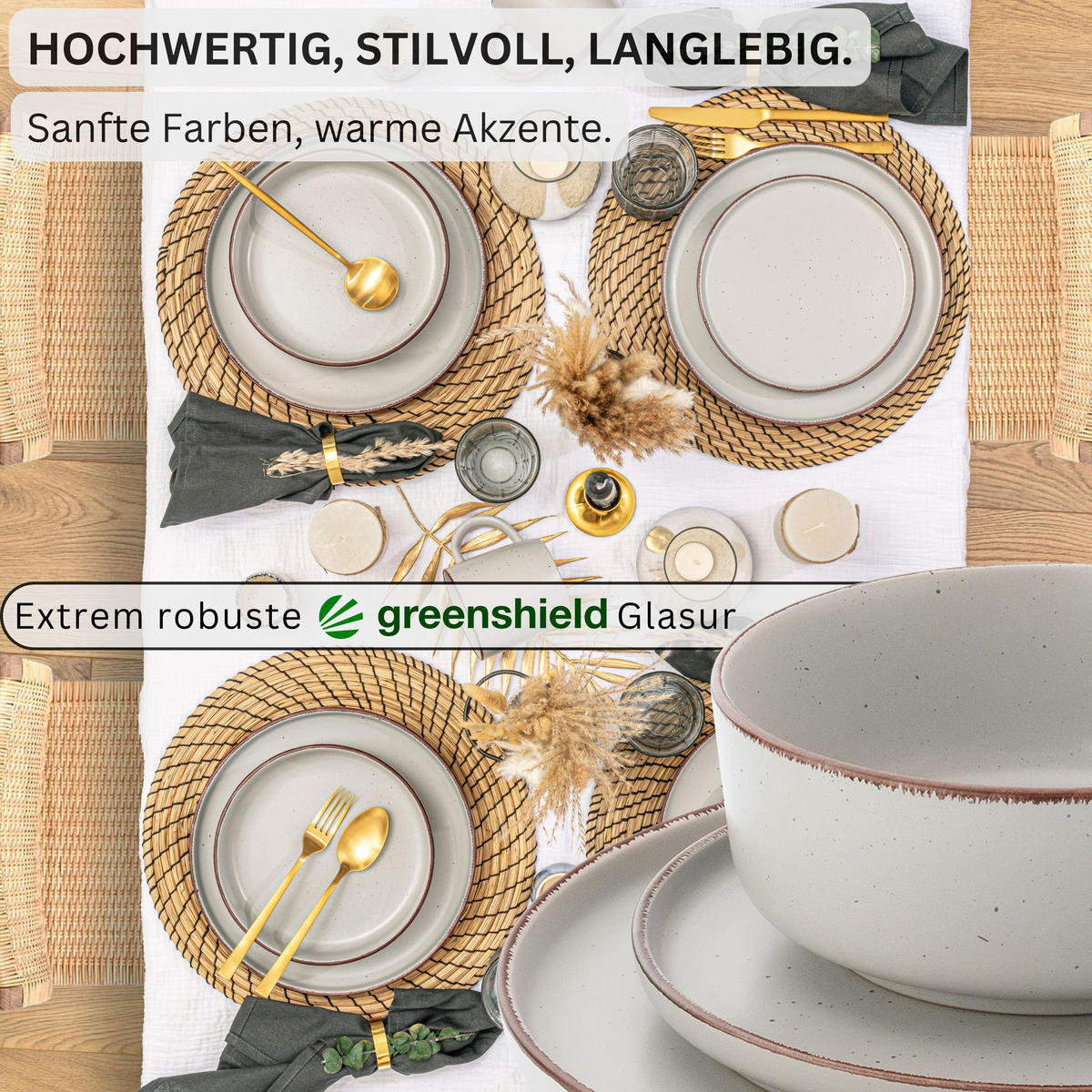TAFELSERVICE BOMBAY STONE - 16 teilig aus Steingut - Grau, Stein (27/6.5/27cm) - Sänger