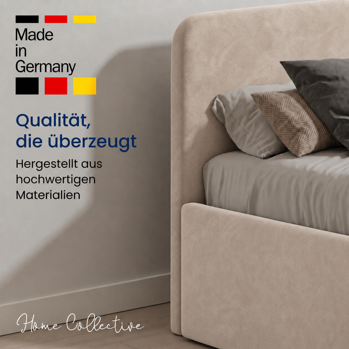 POLSTERBETT 200x200 cm Microvelours in Beige - Beige, Textil (200/200cm) - Home Collective