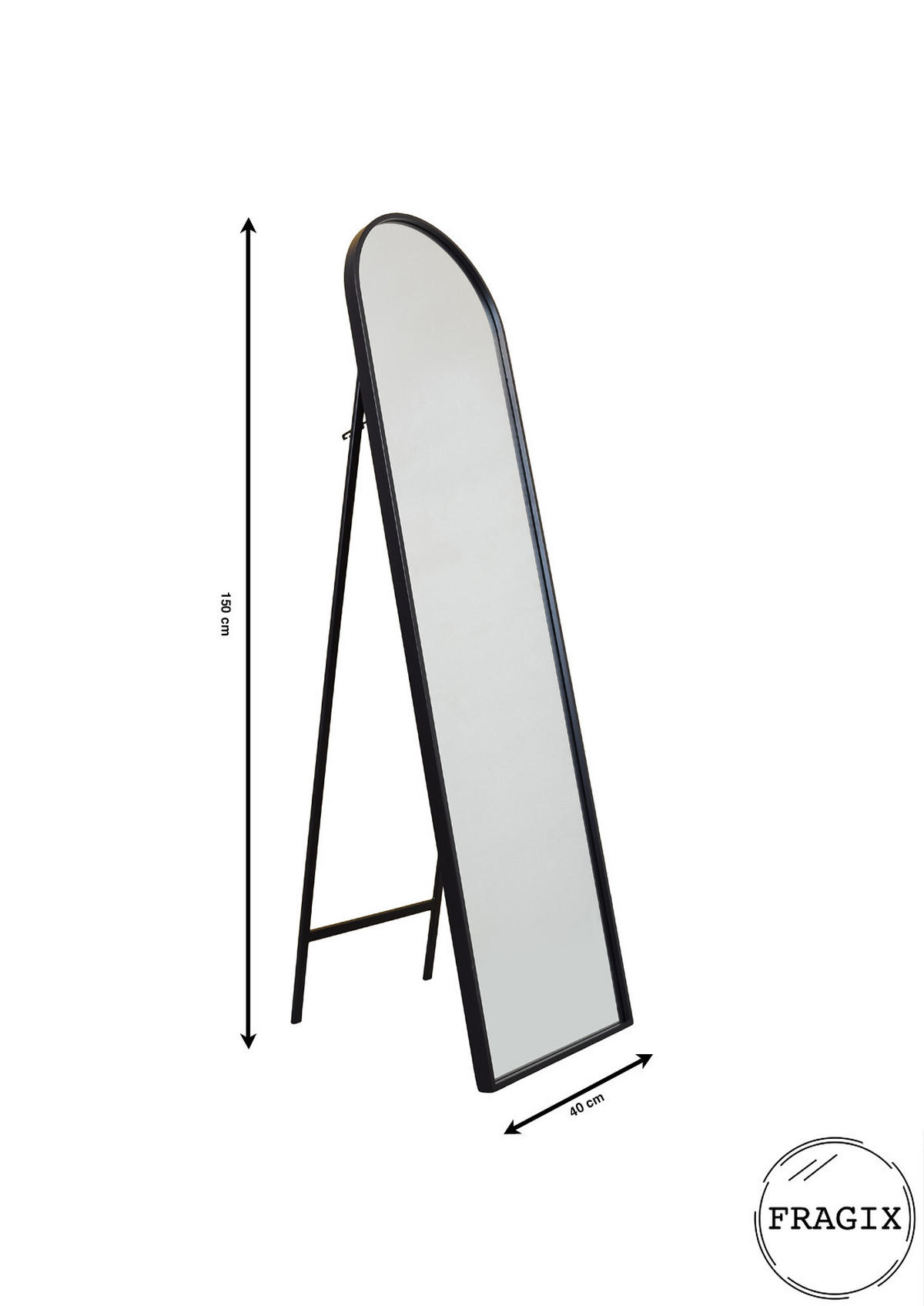 STANDSPIEGEL Ark Schwarz - Schwarz, Metall (40/150/4cm) - Fragix