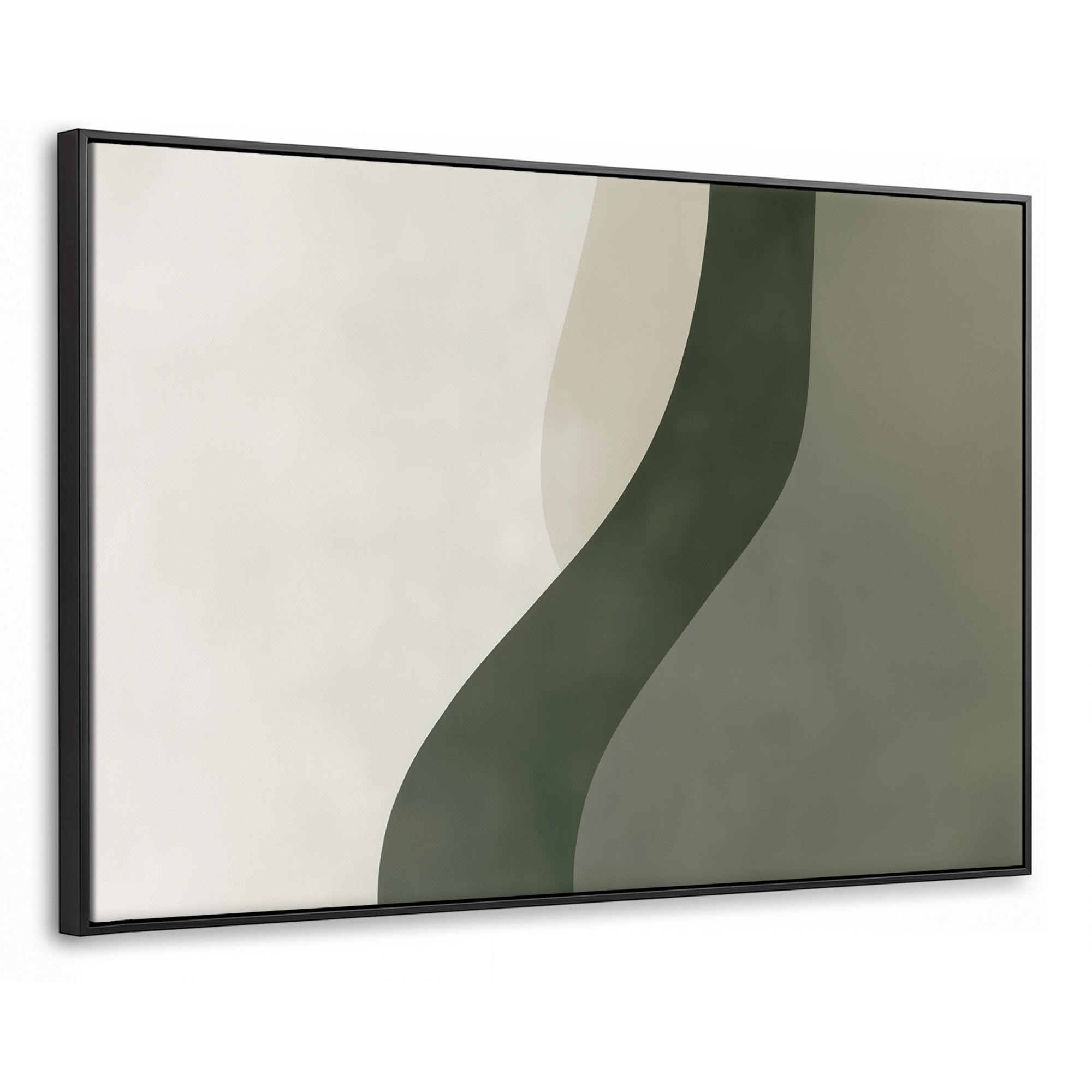 LEINWAND Bilder mit Rahmen - Japandi - Grün - Abstrakt - Modern - 150x100 - Salbeigrün, Textil (150/100cm) - MuchoWow
