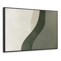 LEINWAND Bilder mit Rahmen - Japandi - Grün - Abstrakt - Modern - 90x60 - Salbeigrün, Textil (90/60cm) - MuchoWow