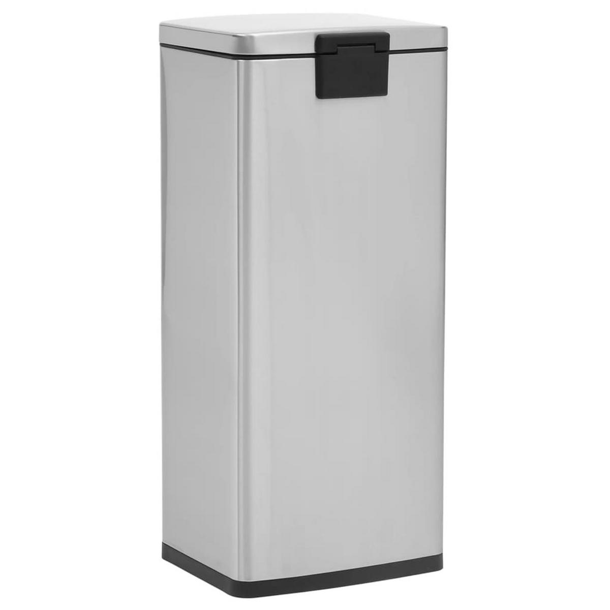 MÜLLEIMER mit Fußpedal 30L Edelstahl Silber - Silberfarben, Metall (31/71/31cm) - DELUKE