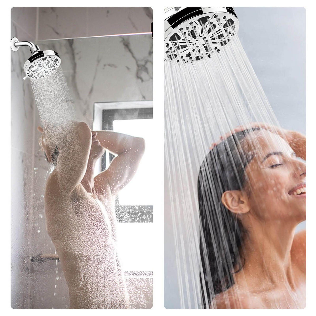 DUSCHKOPF 8er-Set Hochdruck Regendusche Silber Für Niederdruck - Silberfarben, Metall (11/10.7/10.7cm)