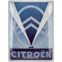 BLECHSCHILD 30/40 cm Citroen 2CV Logo Blue - Multicolor, Metall (30/40/0.2cm) - Nostalgic-Art