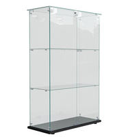 GLASVITRINE, stehend mit 3 Einlegeböden, Touch-LED, Doppeltür mit Schloss, Schwarz - Schwarz, Glas (78.5/123.3/35cm) - BRILVERDE