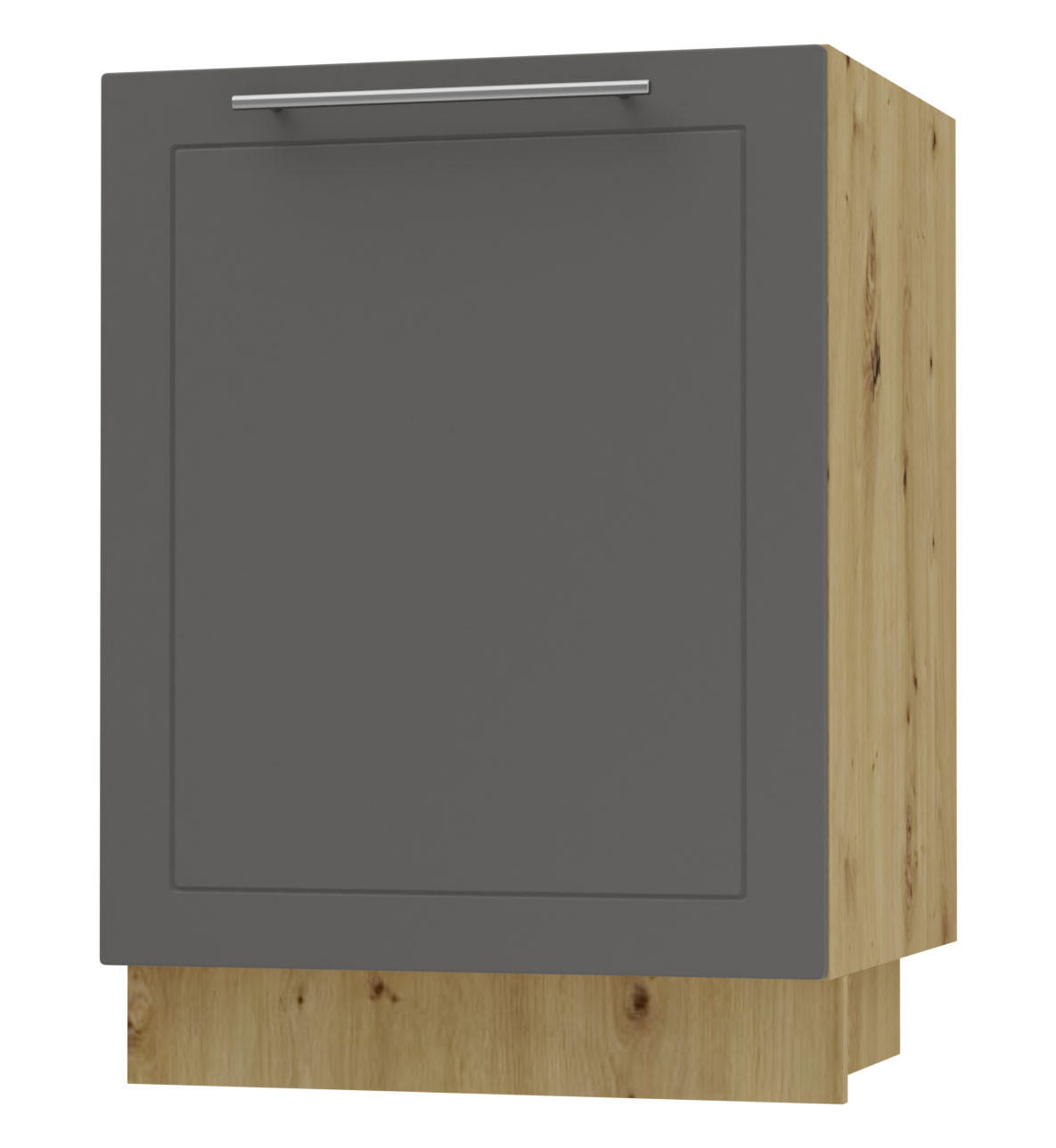 KÜCHENUNTERSCHRANK Kvantum D1D/60 Graphit Matt / Eiche Artisan Matt 60 / 50 / 82cm - Graphitfarben/Eiche Artisan, Holz/Holzwerkstoff (60/82/50cm) - Feldmann-Wohnen