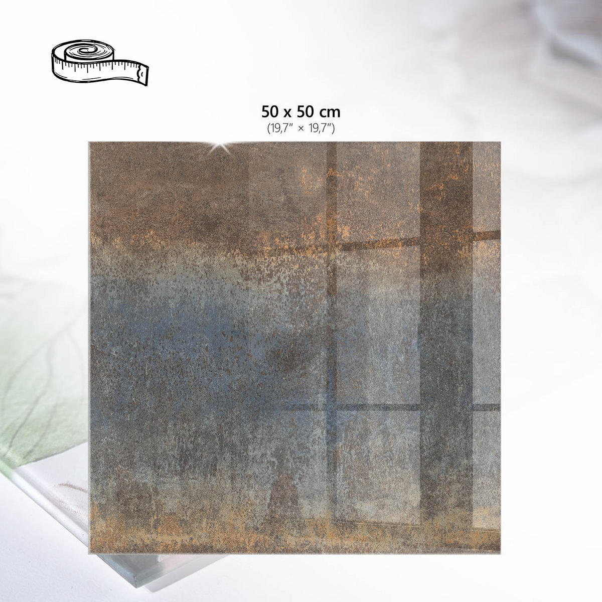 TISCHPLATTE 50x50 cm – Erde und Himmel - Grau, Glas (50/50/0.4cm) - Wallfluent