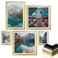 WANDBILDER 5er Set - 50x50 cm & 20x30 cm & 40x60 cm Goldrahmen - Ansichten von Griechenland, Łódź, Häuser - Goldfarben, Kunststoff (40/60cm) - ArtPrintCave