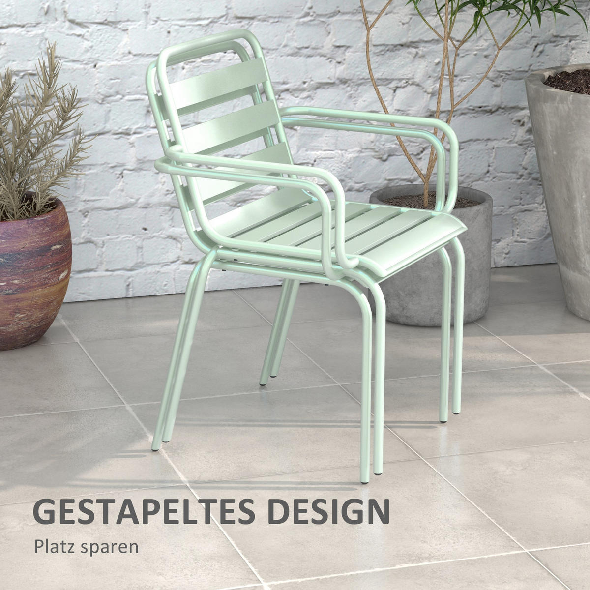 GARTENMÖBEL Set, Stahl, Grün - Grün, Metall - Outsunny