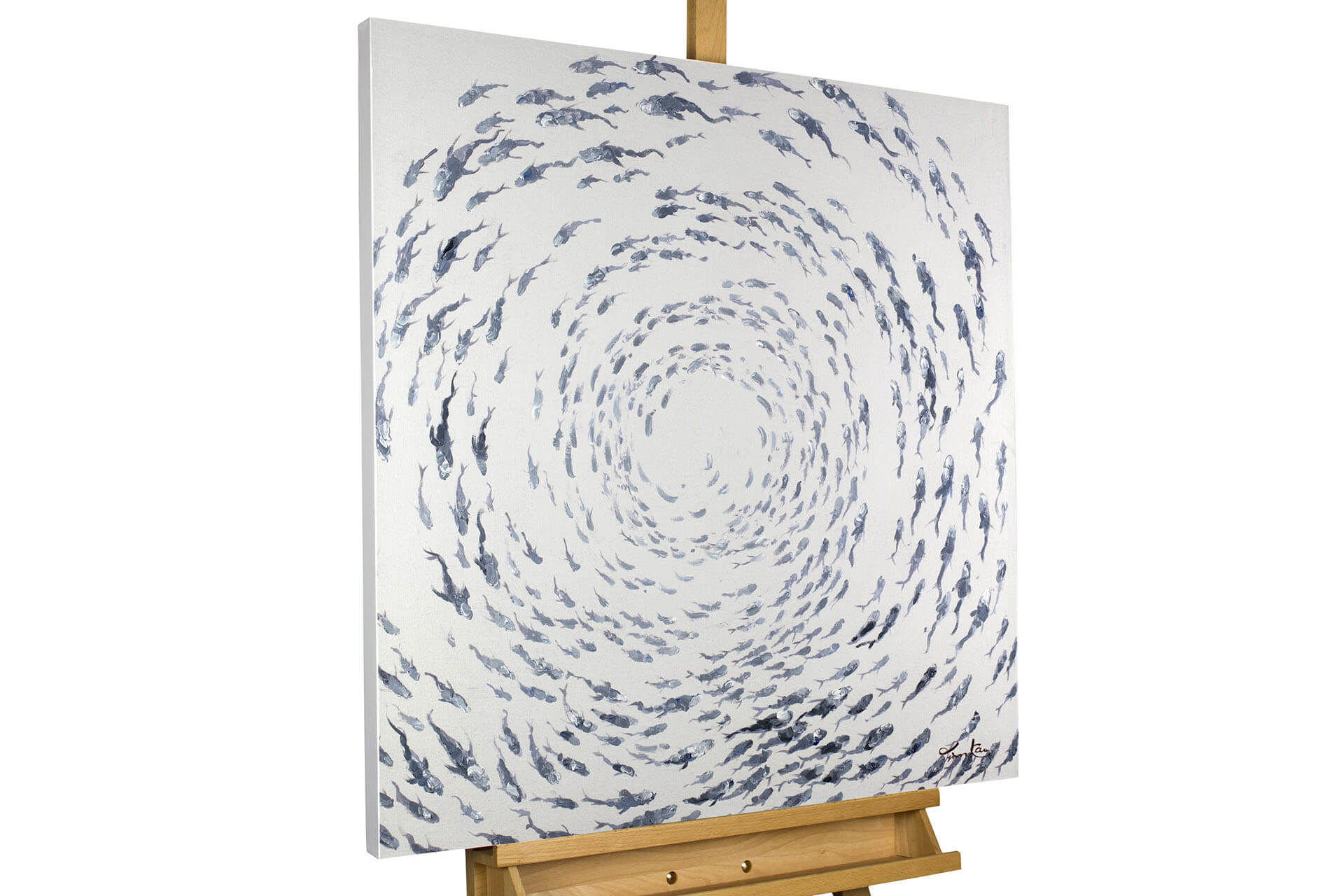 ÖLGEMÄLDE 80/80 cm - Weiß/Grau, Holz/Textil (1.6/80cm) - KUNSTLOFT
