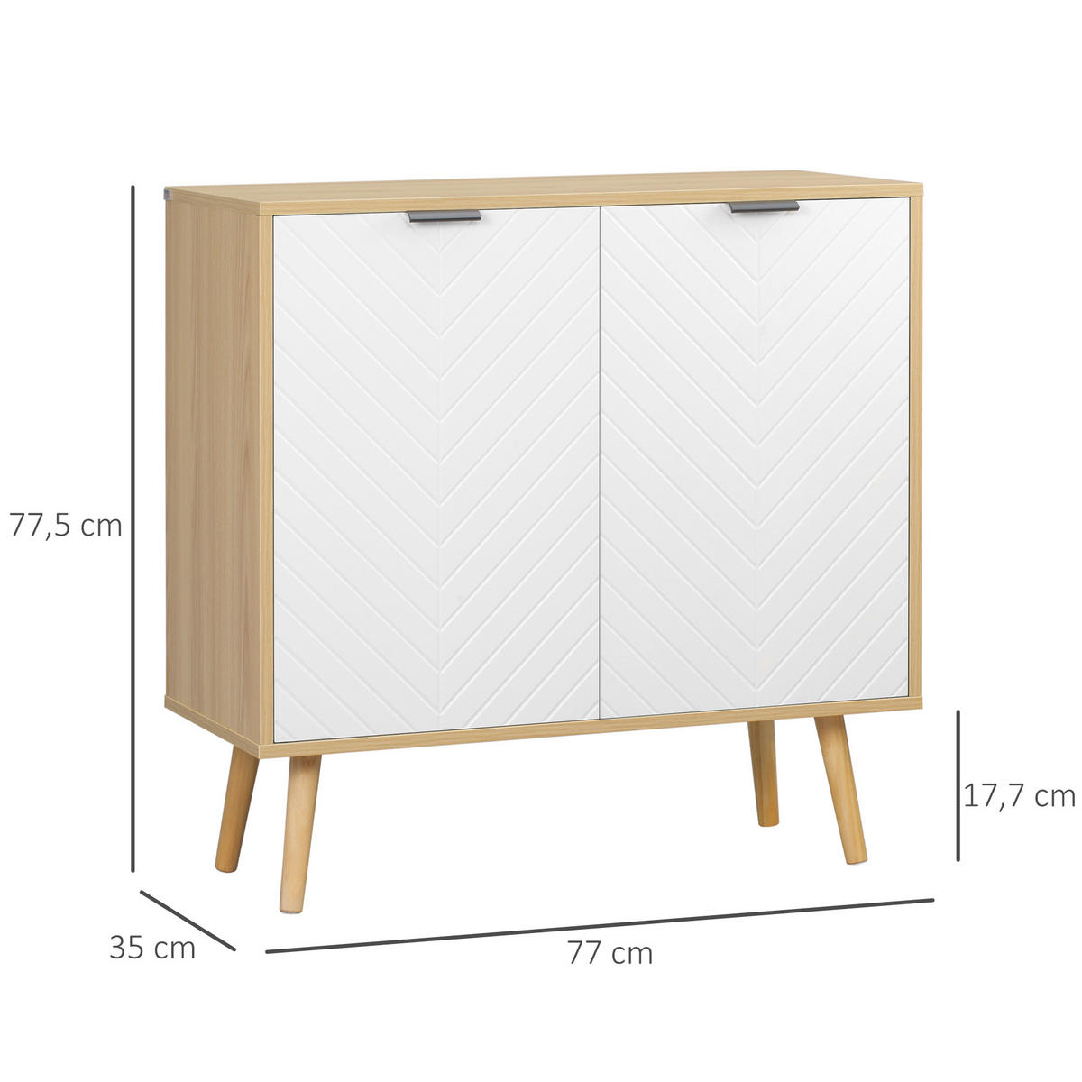 SIDEBOARD DE-11289 2 Türen Weiß/Naturholz - Weiß, Holzwerkstoff (77/77.5/35cm) - ComfortXL